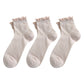 3-Pair Pack Cotton Mesh Ankle Socks with Delicate Ruffle Trim