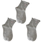 3-Pack Breathable Cotton Blend Socks with Ruffle Trim and Heart Embroidery