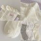 3-Pack Breathable Cotton Blend Socks with Ruffle Trim and Heart Embroidery