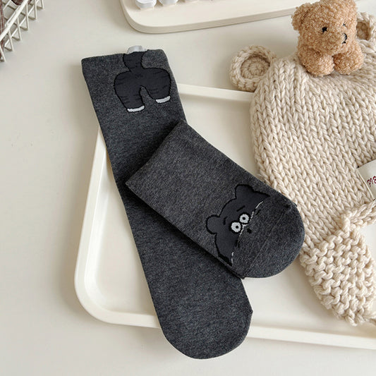 3-Pair Cotton Blend Socks with Cute Animal Designs Breathable and Comfortable