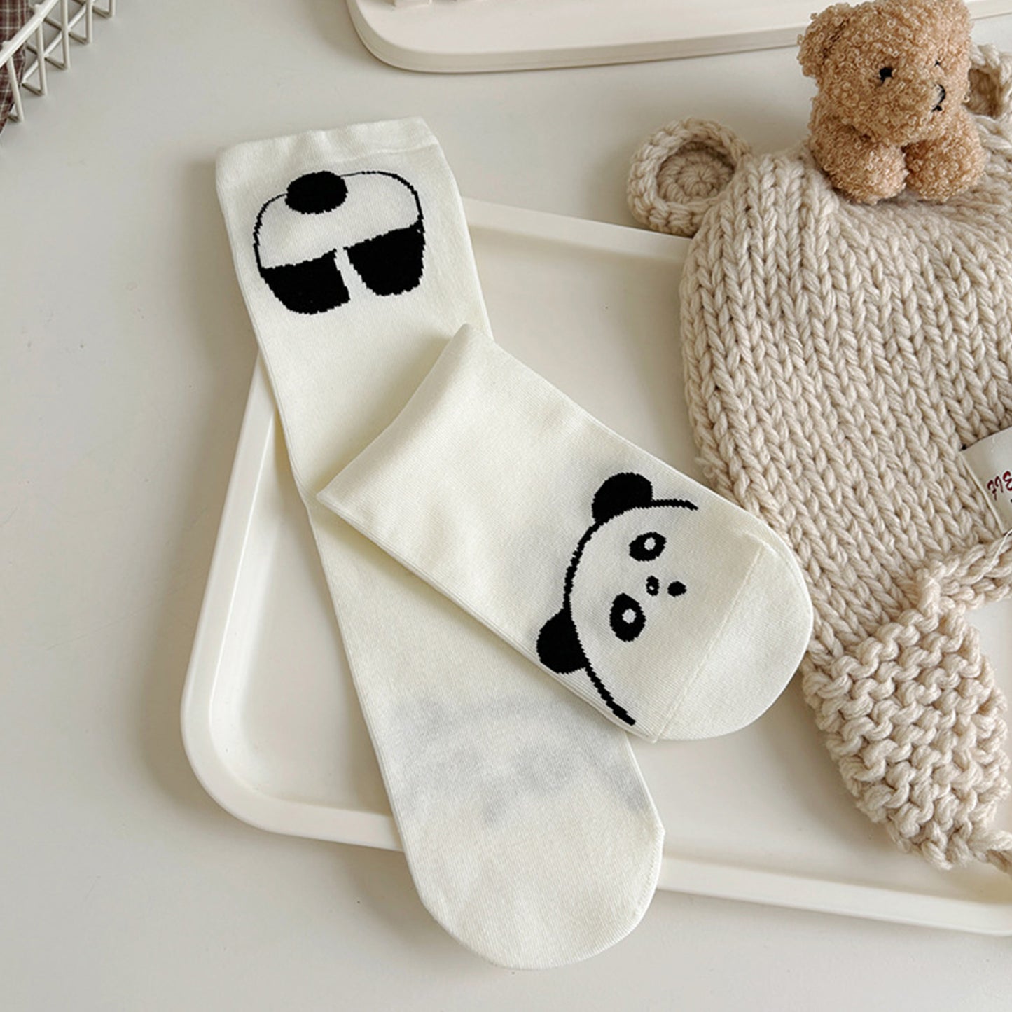 3-Pair Cotton Blend Socks with Cute Animal Designs Breathable and Comfortable