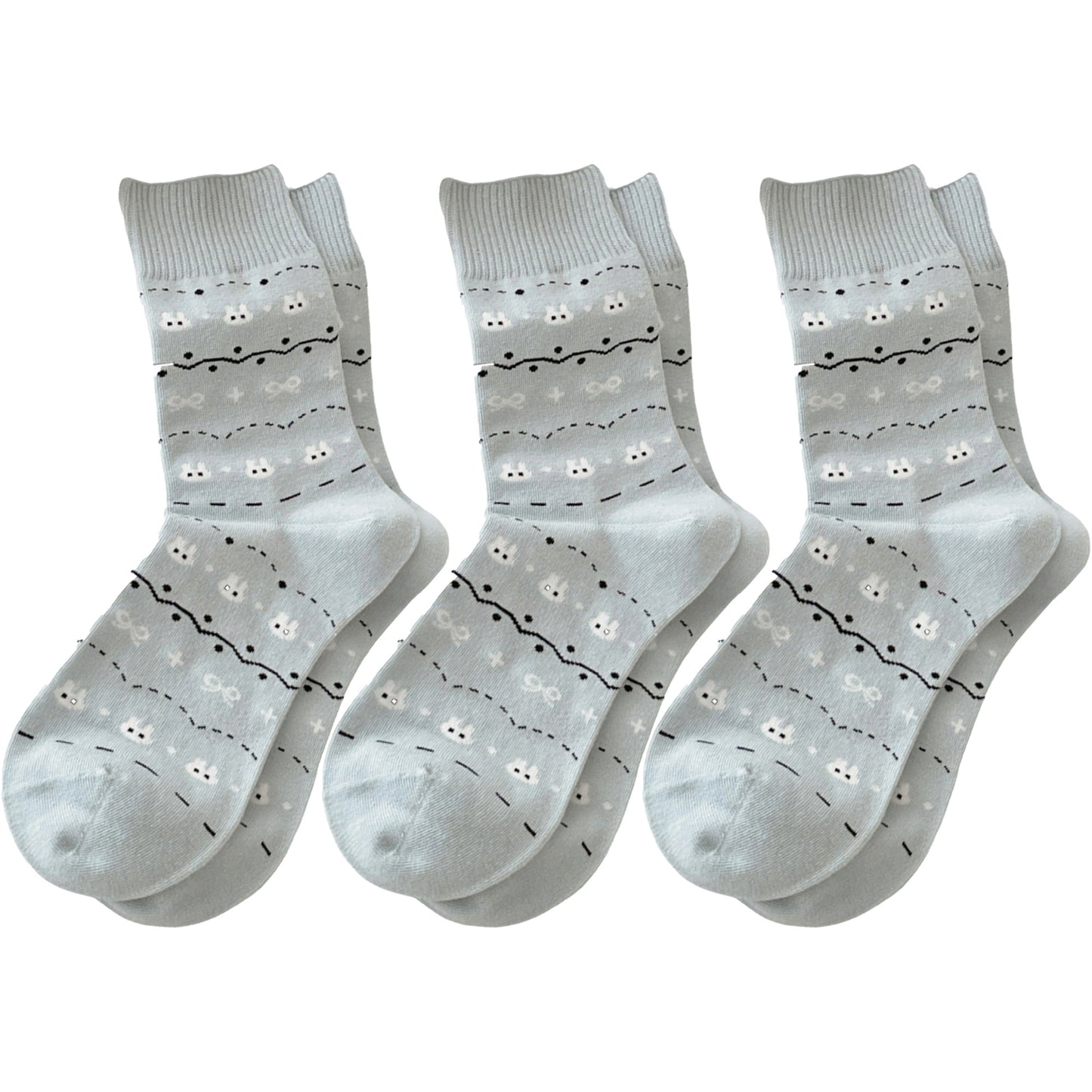 Cotton Blend Socks 3-Pair Pack with Cute Animal Print Comfortable and Soft