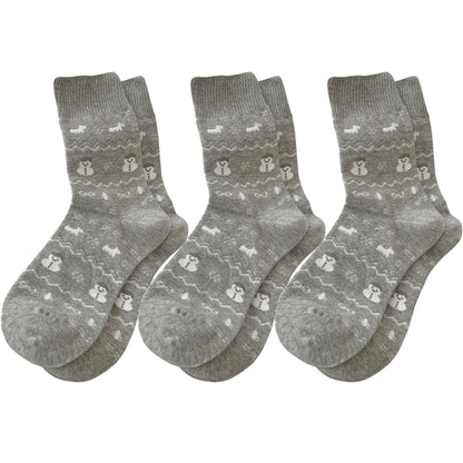 Cotton Blend Socks 3-Pair Pack with Cute Animal Print Comfortable and Soft