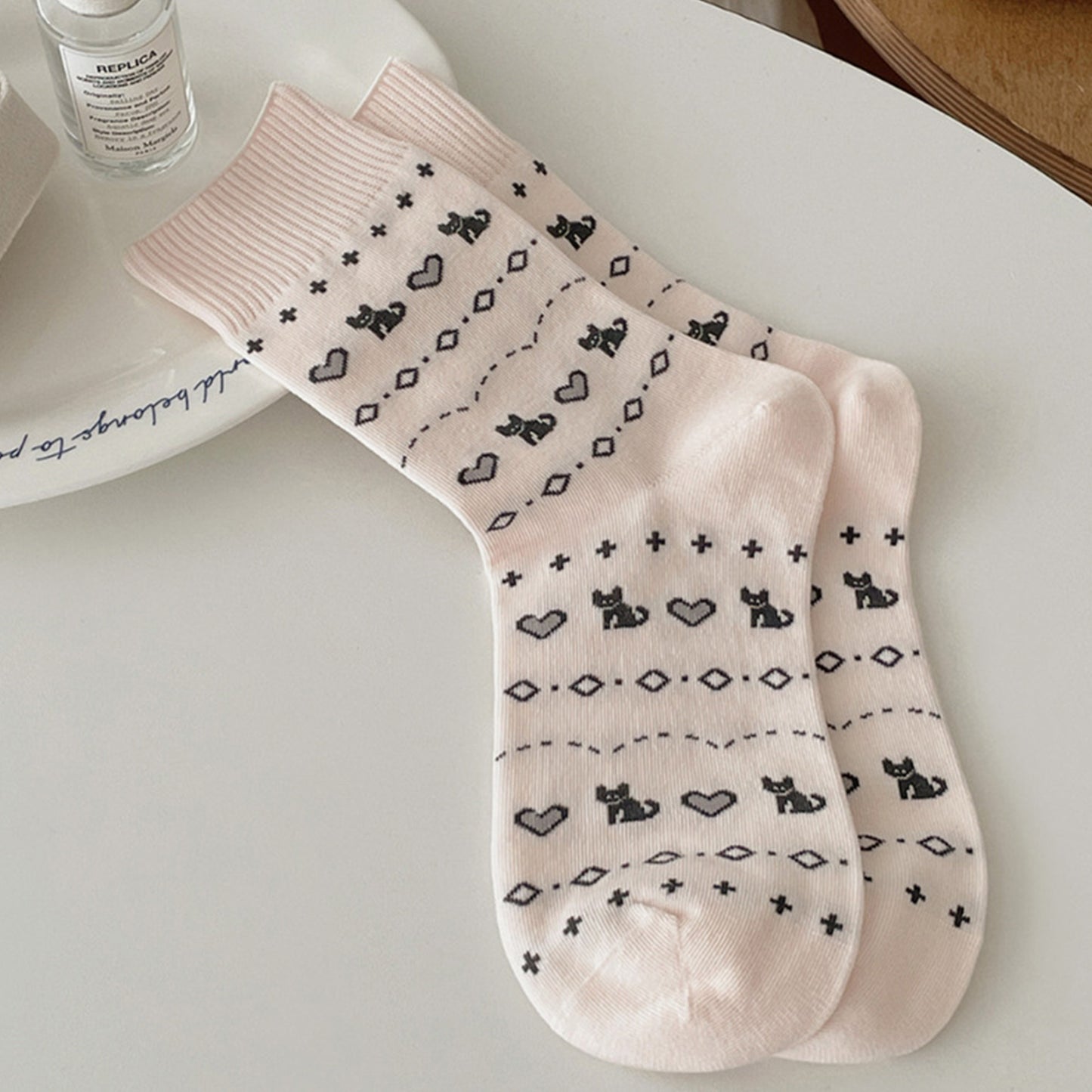 Cotton Blend Socks 3-Pair Pack with Cute Animal Print Comfortable and Soft