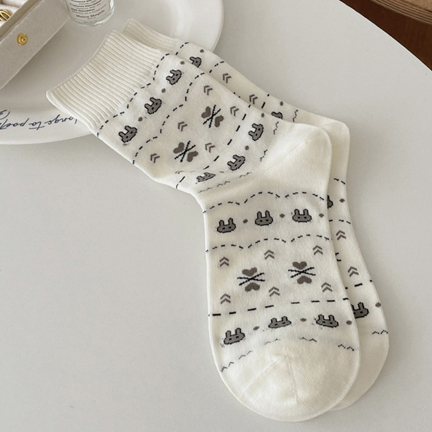 Cotton Blend Socks 3-Pair Pack with Cute Animal Print Comfortable and Soft
