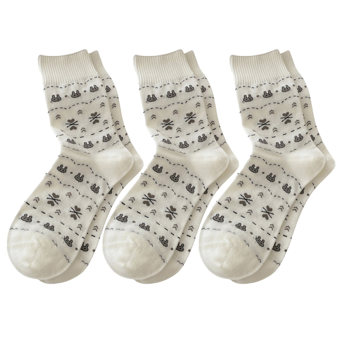 Cotton Blend Socks 3-Pair Pack with Cute Animal Print Comfortable and Soft