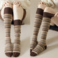 3-Pair Pack Knee-High Warm Socks with Vintage Stripe Design