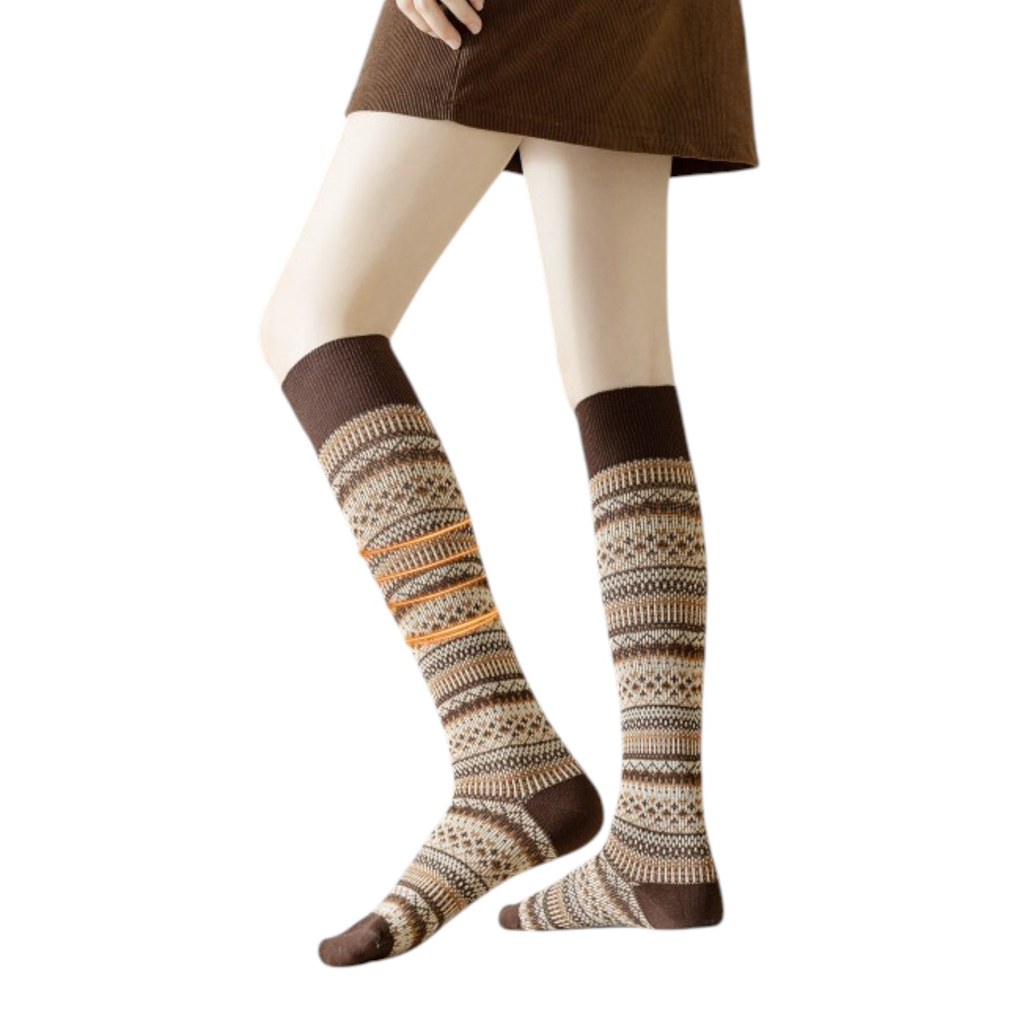 3-Pair Pack Knee-High Warm Socks with Vintage Stripe Design