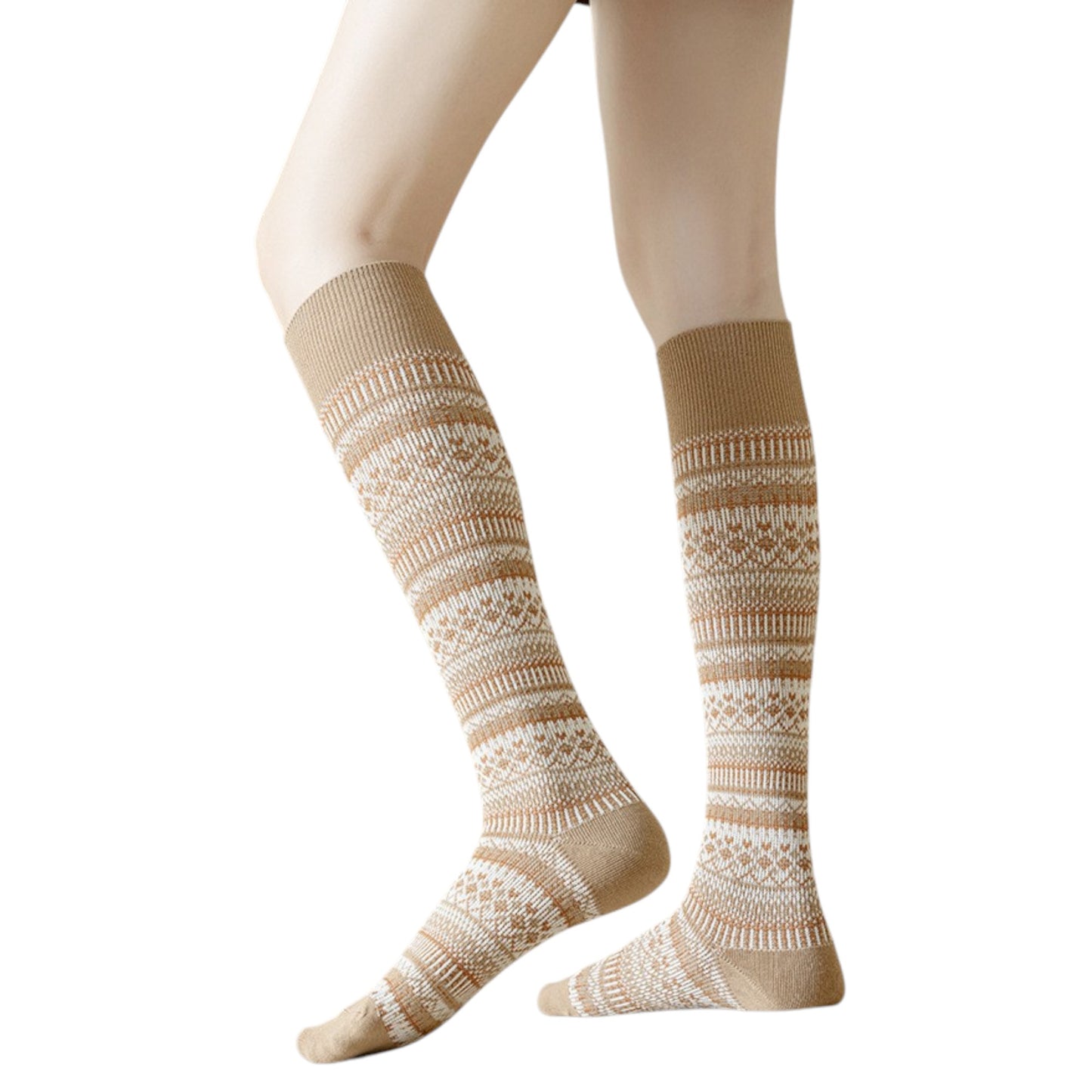 3-Pair Pack Knee-High Warm Socks with Vintage Stripe Design