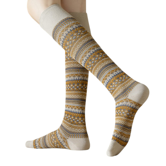 3-Pair Pack Knee-High Warm Socks with Vintage Stripe Design