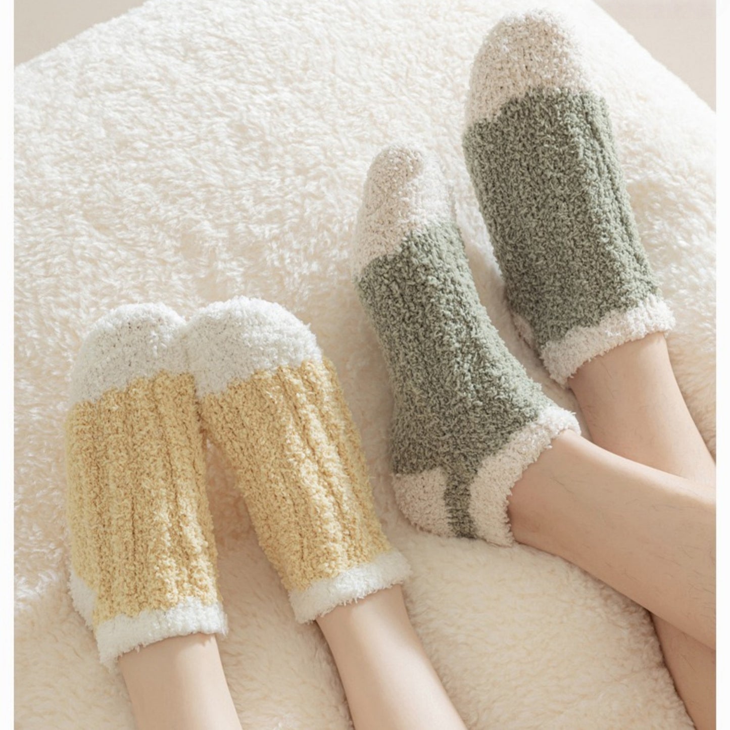 3-Pair Ultra-Soft Fuzzy Ankle Socks with Cozy Textured Design US 5¨C10
