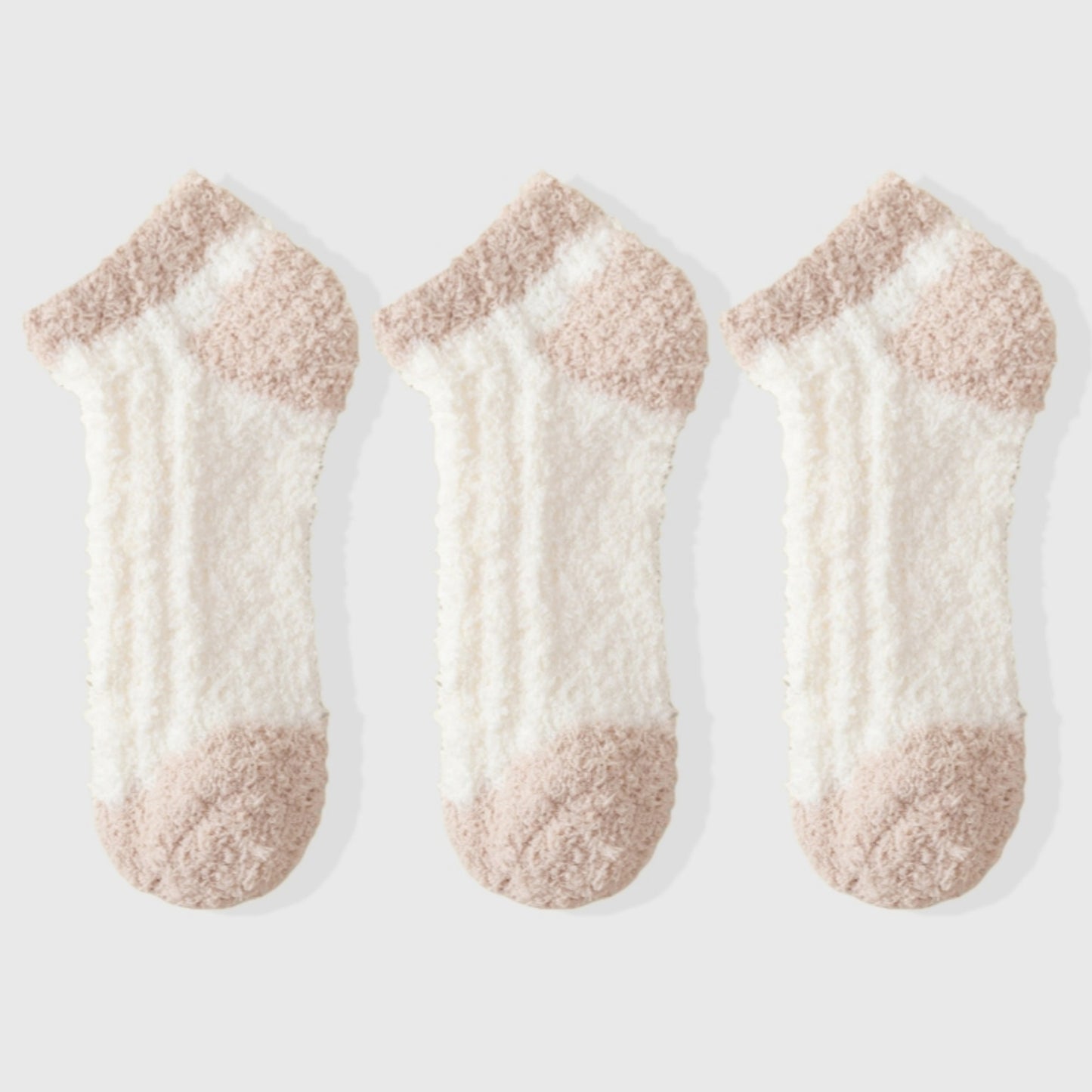 3-Pair Ultra-Soft Fuzzy Ankle Socks with Cozy Textured Design US 5¨C10