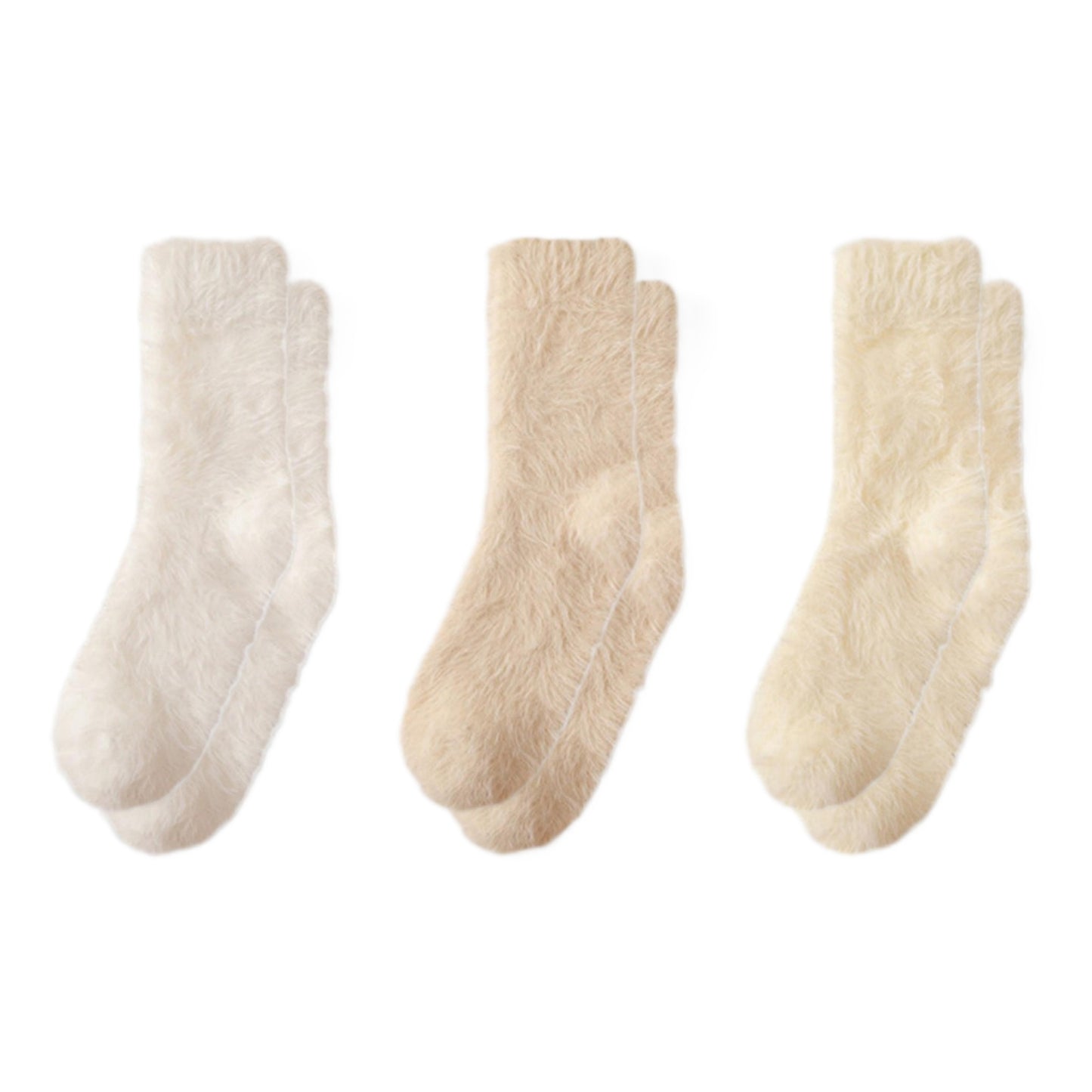 3-Pair Ultra-Plush Fuzzy Crew Socks with Soft Textured Finish US 5¨C10
