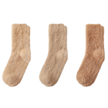 3-Pair Ultra-Plush Fuzzy Crew Socks with Soft Textured Finish US 5¨C10