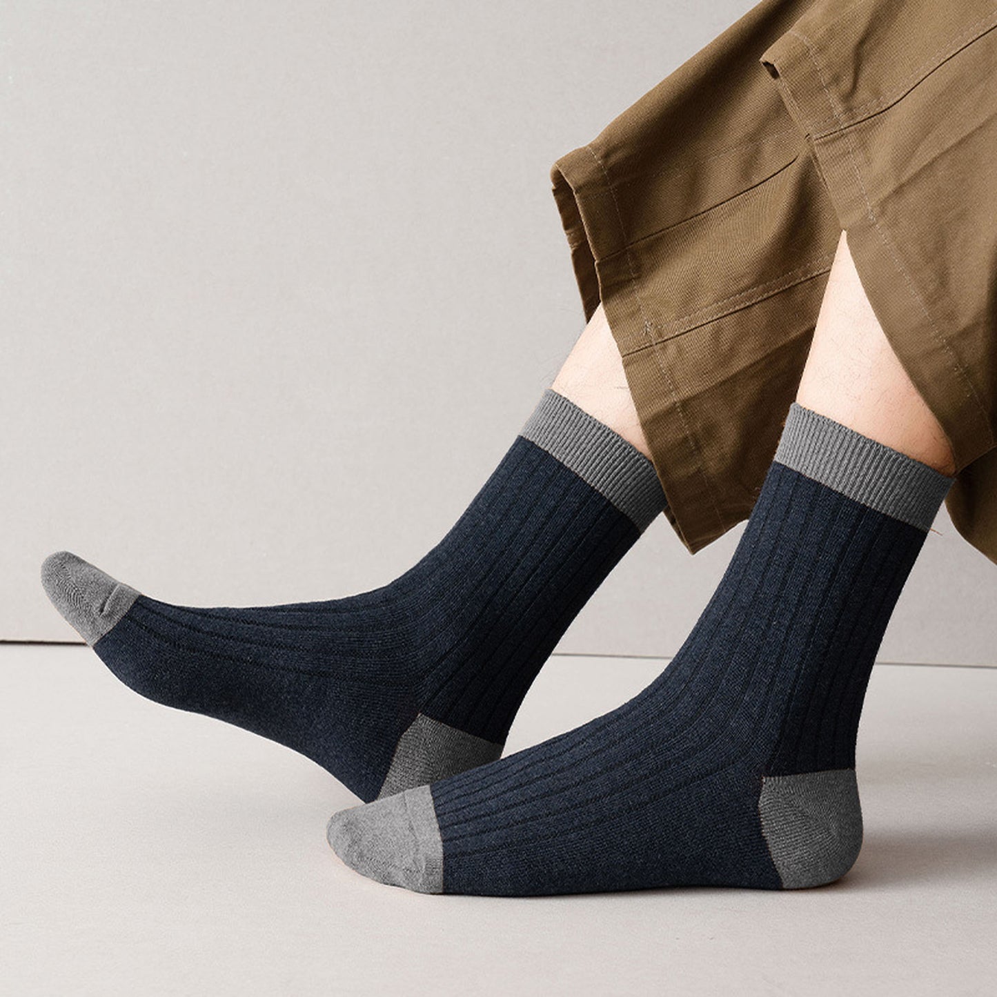 6pk Men's Contrast - Color Ribbed Crew Socks - Non - Binding & Stay - Up