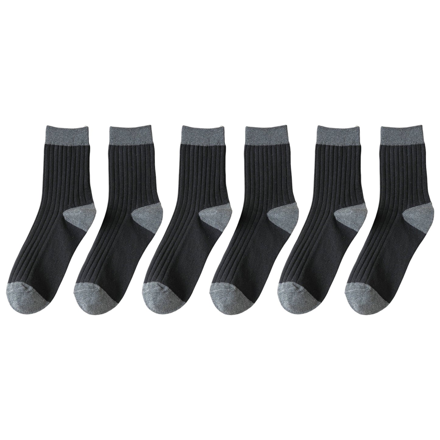 6pk Men's Contrast - Color Ribbed Crew Socks - Non - Binding & Stay - Up