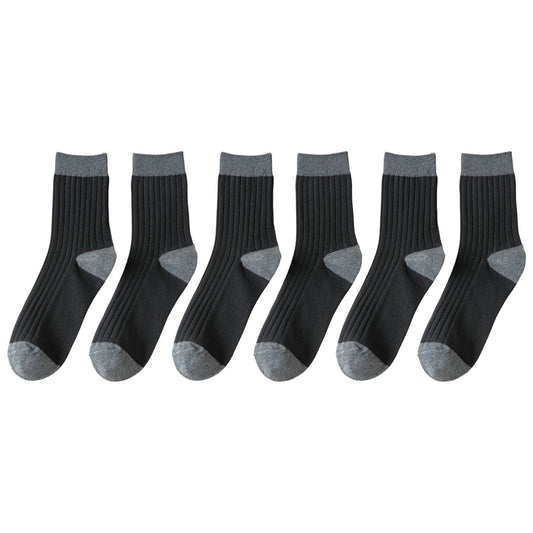 6pk Men's Contrast - Color Ribbed Crew Socks - Non - Binding & Stay - Up