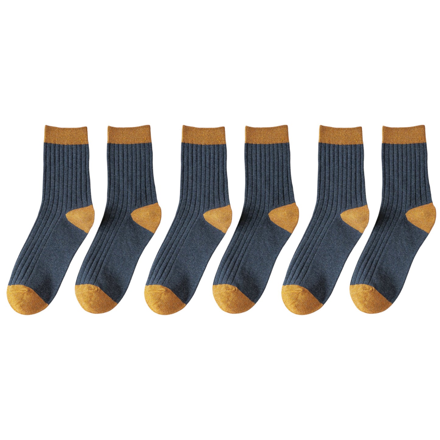 6pk Men's Contrast - Color Ribbed Crew Socks - Non - Binding & Stay - Up