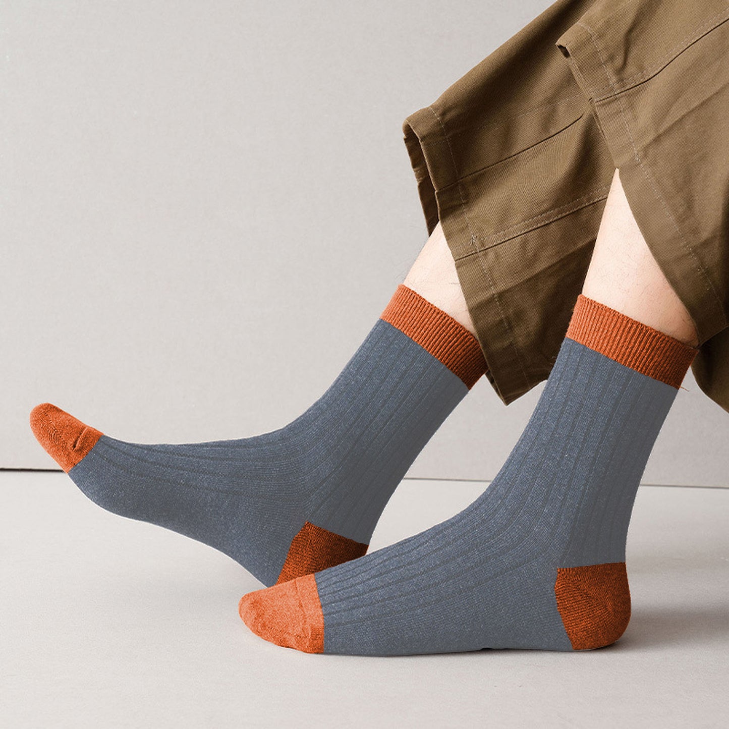 6pk Men's Contrast - Color Ribbed Crew Socks - Non - Binding & Stay - Up