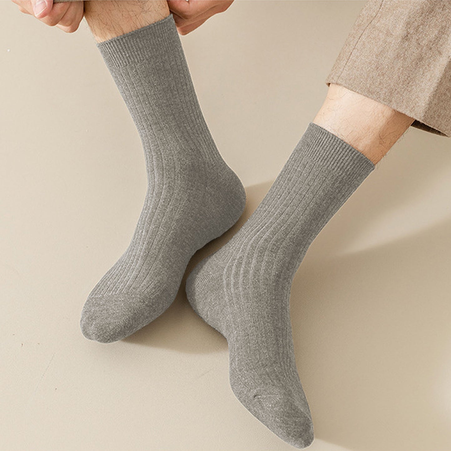 6pk Men's Wool Crew Socks - Soft, Durable & Anti - Pilling