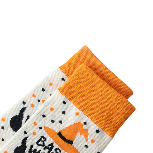 3-Pack Halloween Cotton Crew Socks with Festive Patterns