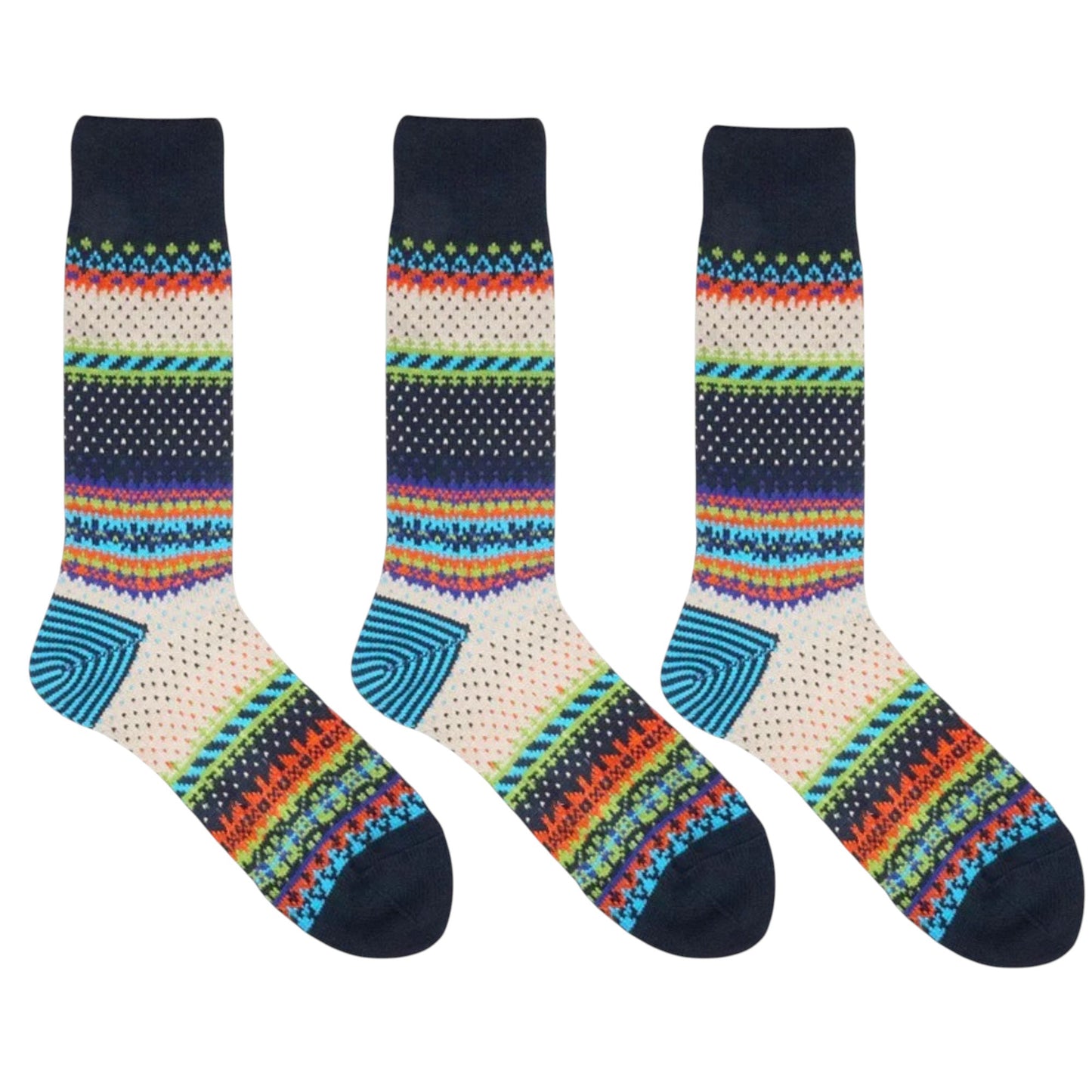 3-Pack Retro Cotton Crew Socks Soft Breathable Mid Calf Warm Everyday Wear