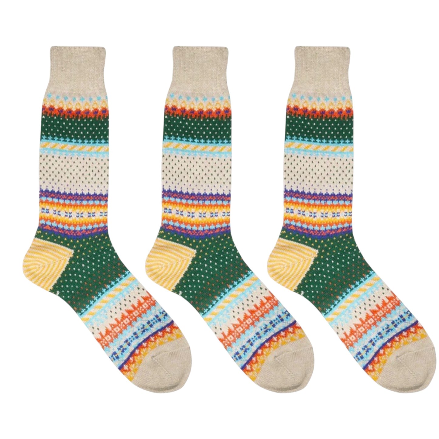3-Pack Retro Cotton Crew Socks Soft Breathable Mid Calf Warm Everyday Wear
