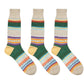 3-Pack Retro Cotton Crew Socks Soft Breathable Mid Calf Warm Everyday Wear
