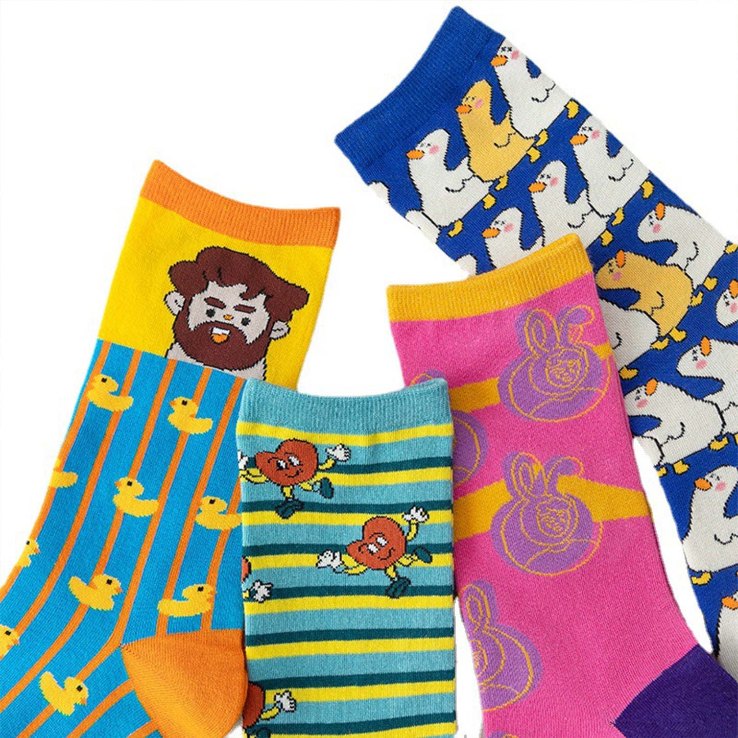 Colorful Cotton Socks with Fun Cartoon Animal Patterns Breathable Soft