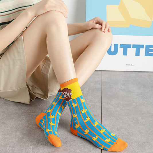 Colorful Cotton Socks with Fun Cartoon Animal Patterns Breathable Soft