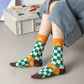 Trendy Cotton Socks 2-Pack Colorful Patterned Casual Design Breathable Soft