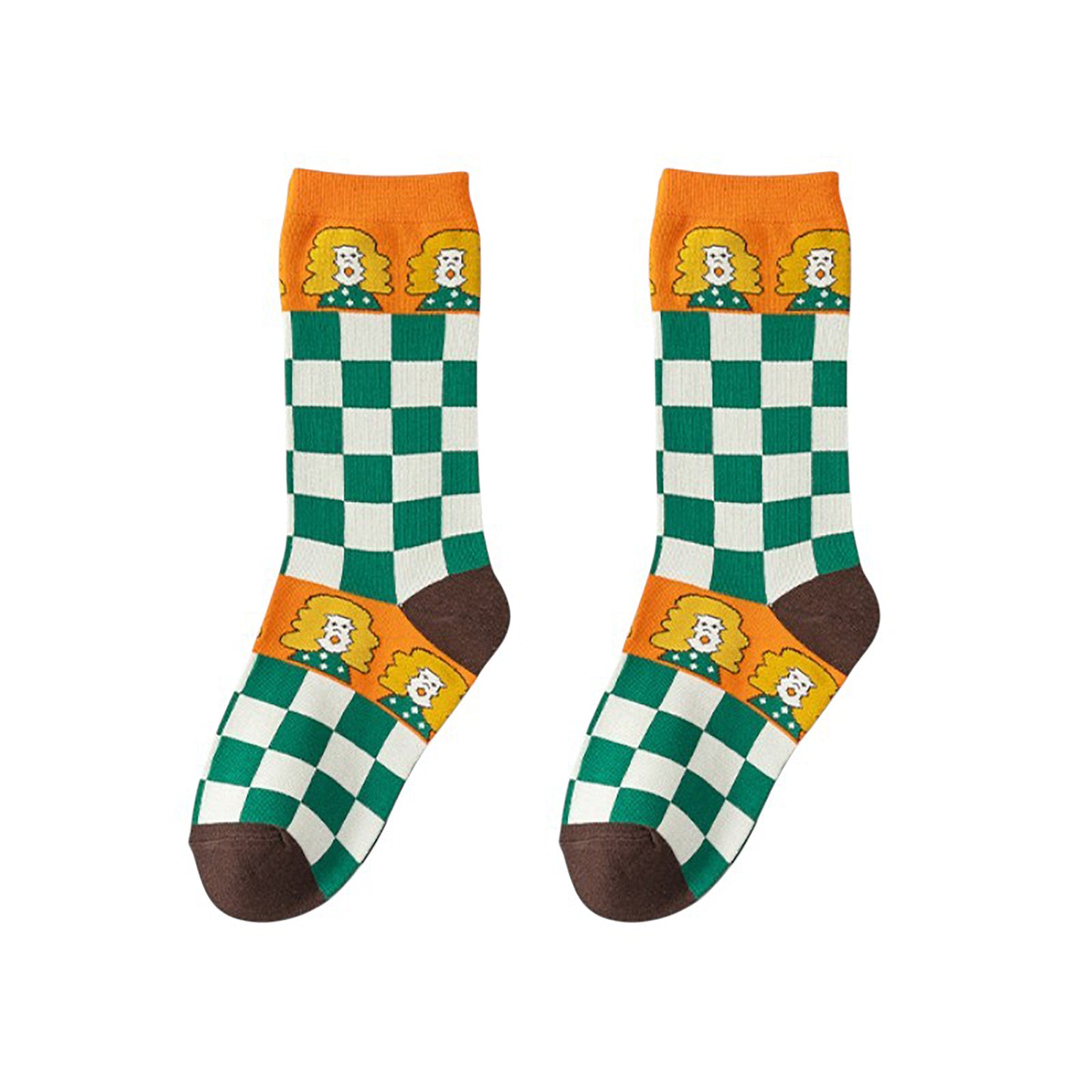 Trendy Cotton Socks 2-Pack Colorful Patterned Casual Design Breathable Soft
