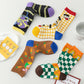 Trendy Cotton Socks 2-Pack Colorful Patterned Casual Design Breathable Soft
