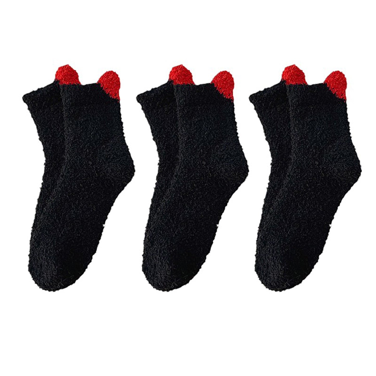 3 Pairs Coral Fleece Home Sleep Socks Warm Plush Indoor Cozy Socks