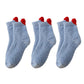 3 Pairs Coral Fleece Home Sleep Socks Warm Plush Indoor Cozy Socks