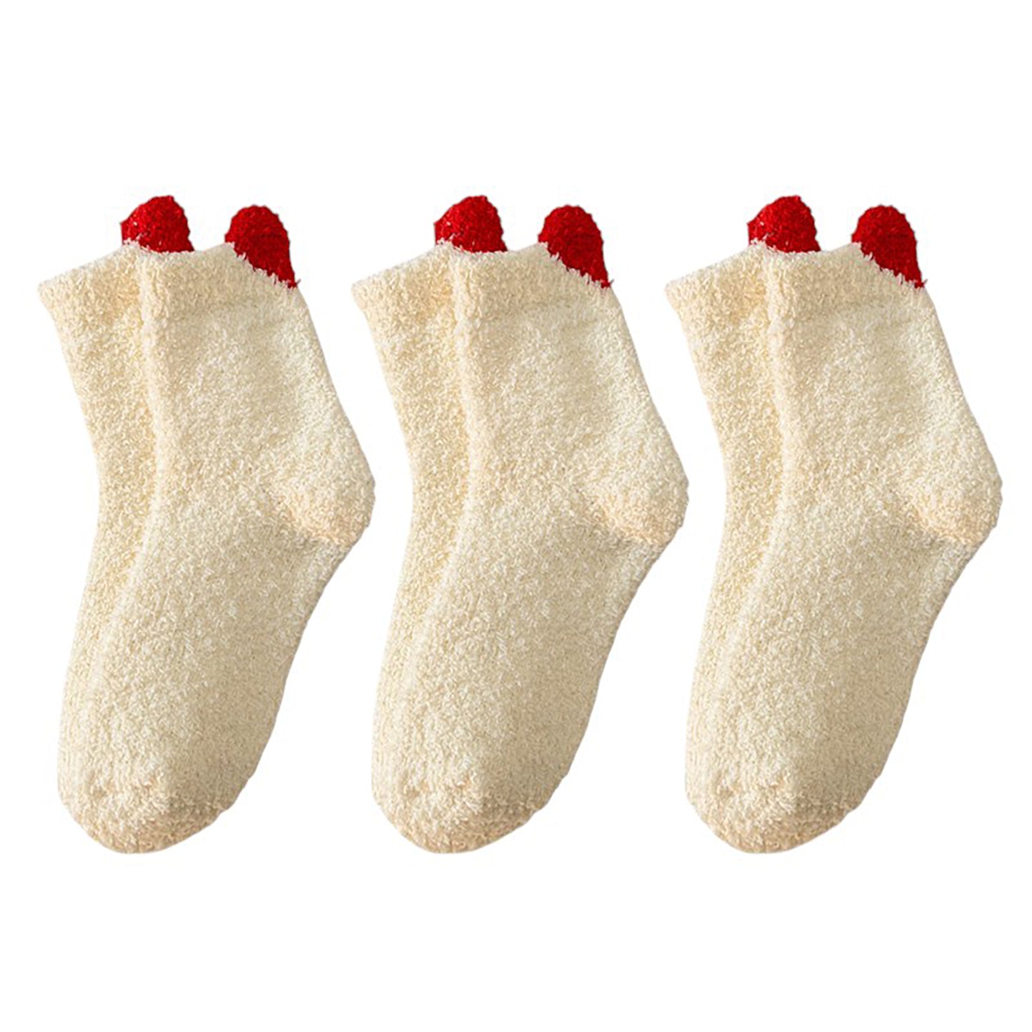 3 Pairs Coral Fleece Home Sleep Socks Warm Plush Indoor Cozy Socks