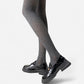 Ribbed Knit Opaque Tights with Soft Stretch Fabric and Elastic Waistband