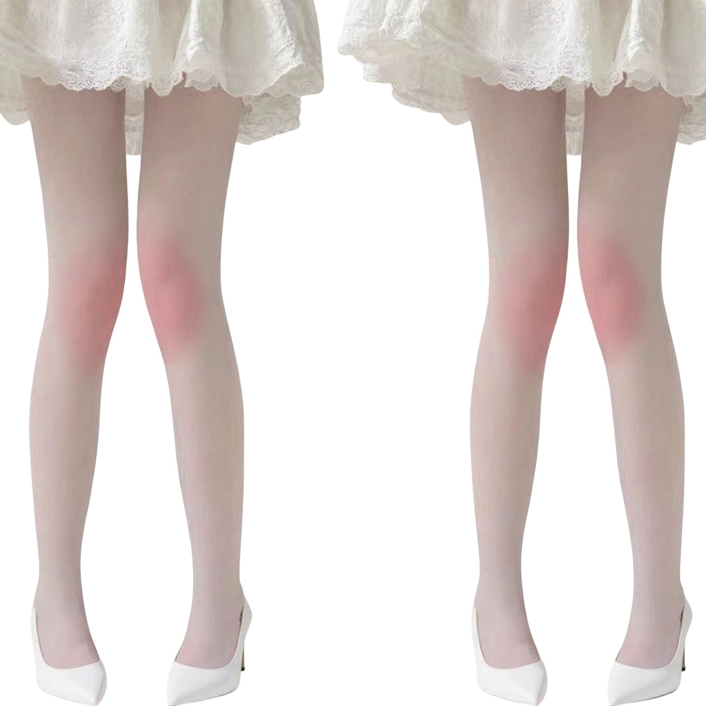 2pcs Women's Sheer Gradient Tights with Soft Blush Tone and Smooth Stretch Fit