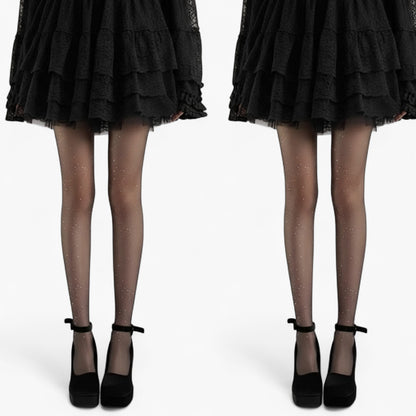 2pcs Women's Sheer Glitter Tights with Sparkle Detailing and Stretch Mesh Fit