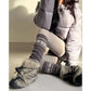 Nordic Knit Pattern Leg Warmers with Ribbed Cuffs and Soft Stretch Fabric