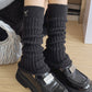 Ribbed Knit Leg Warmers with Embroidered Bow Detail