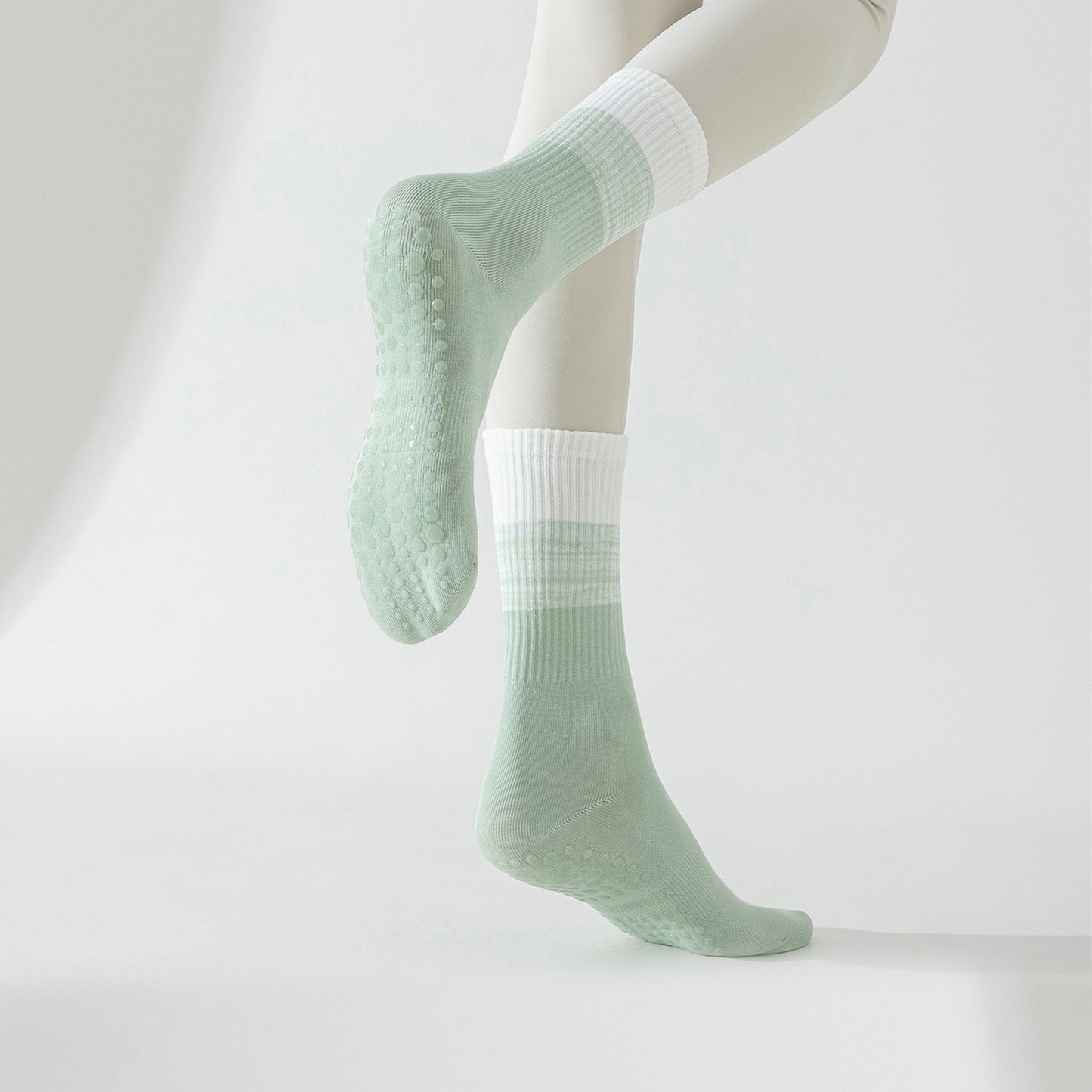 3-Pair Soft Stretch Grip Socks Set with Cushioned Non-Slip Soles, Ribbed Crew Fit, Supportive Knit Texture and Everyday Comfort Essentials Pack