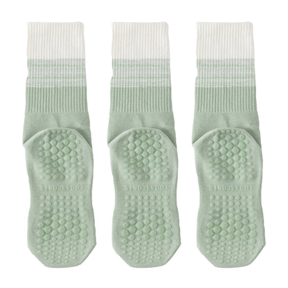 3-Pair Soft Stretch Grip Socks Set with Cushioned Non-Slip Soles, Ribbed Crew Fit, Supportive Knit Texture and Everyday Comfort Essentials Pack