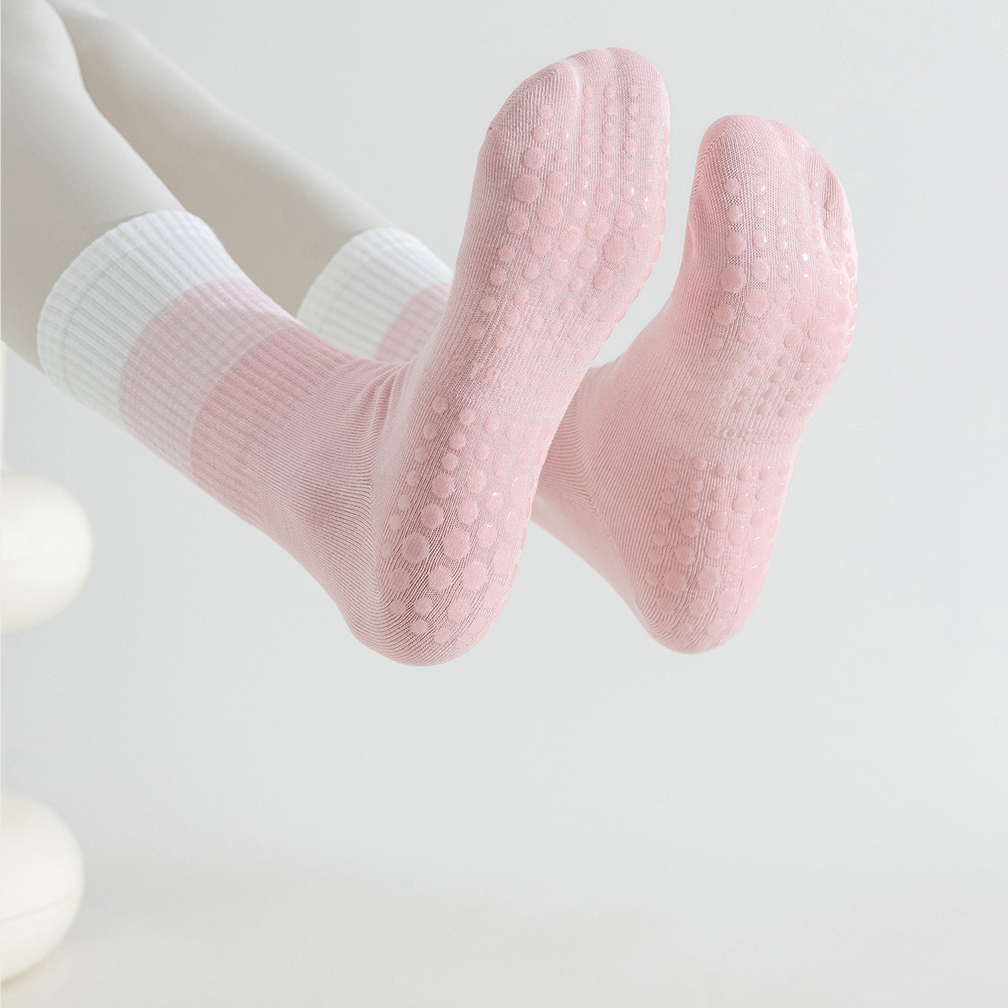 3-Pair Soft Stretch Grip Socks Set with Cushioned Non-Slip Soles, Ribbed Crew Fit, Supportive Knit Texture and Everyday Comfort Essentials Pack