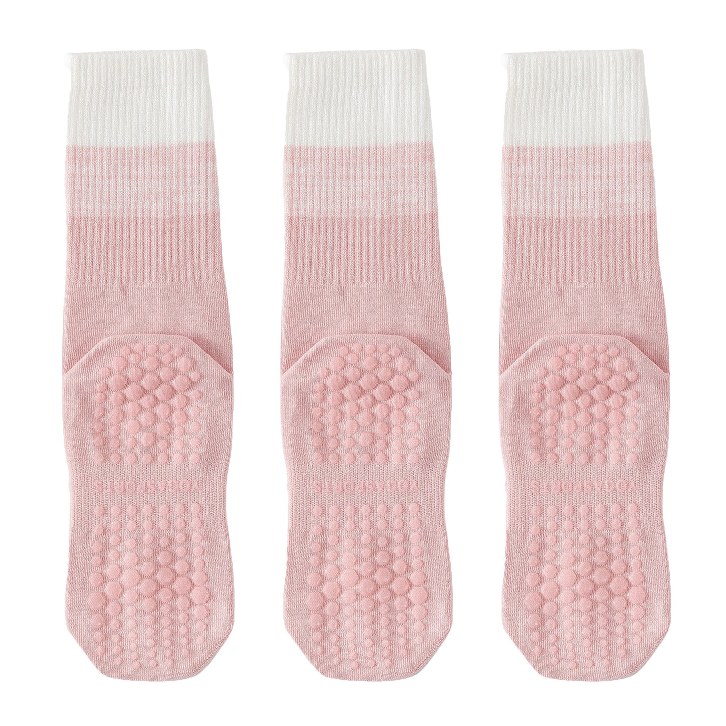 3-Pair Soft Stretch Grip Socks Set with Cushioned Non-Slip Soles, Ribbed Crew Fit, Supportive Knit Texture and Everyday Comfort Essentials Pack