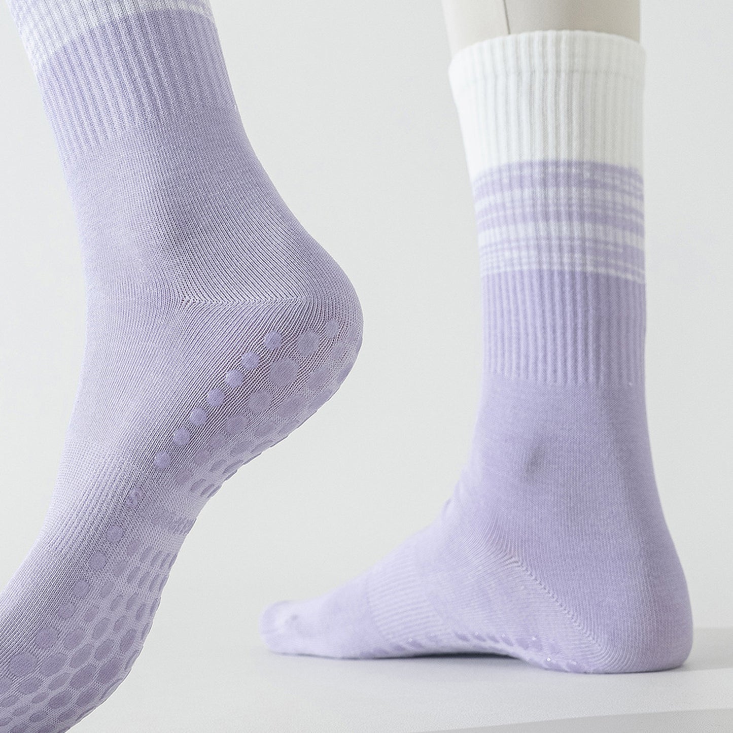 3-Pair Soft Stretch Grip Socks Set with Cushioned Non-Slip Soles, Ribbed Crew Fit, Supportive Knit Texture and Everyday Comfort Essentials Pack