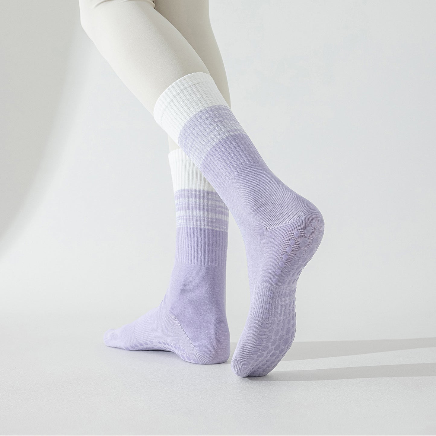 3-Pair Soft Stretch Grip Socks Set with Cushioned Non-Slip Soles, Ribbed Crew Fit, Supportive Knit Texture and Everyday Comfort Essentials Pack