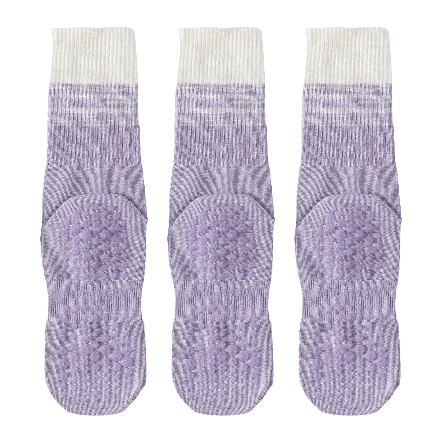 3-Pair Soft Stretch Grip Socks Set with Cushioned Non-Slip Soles, Ribbed Crew Fit, Supportive Knit Texture and Everyday Comfort Essentials Pack