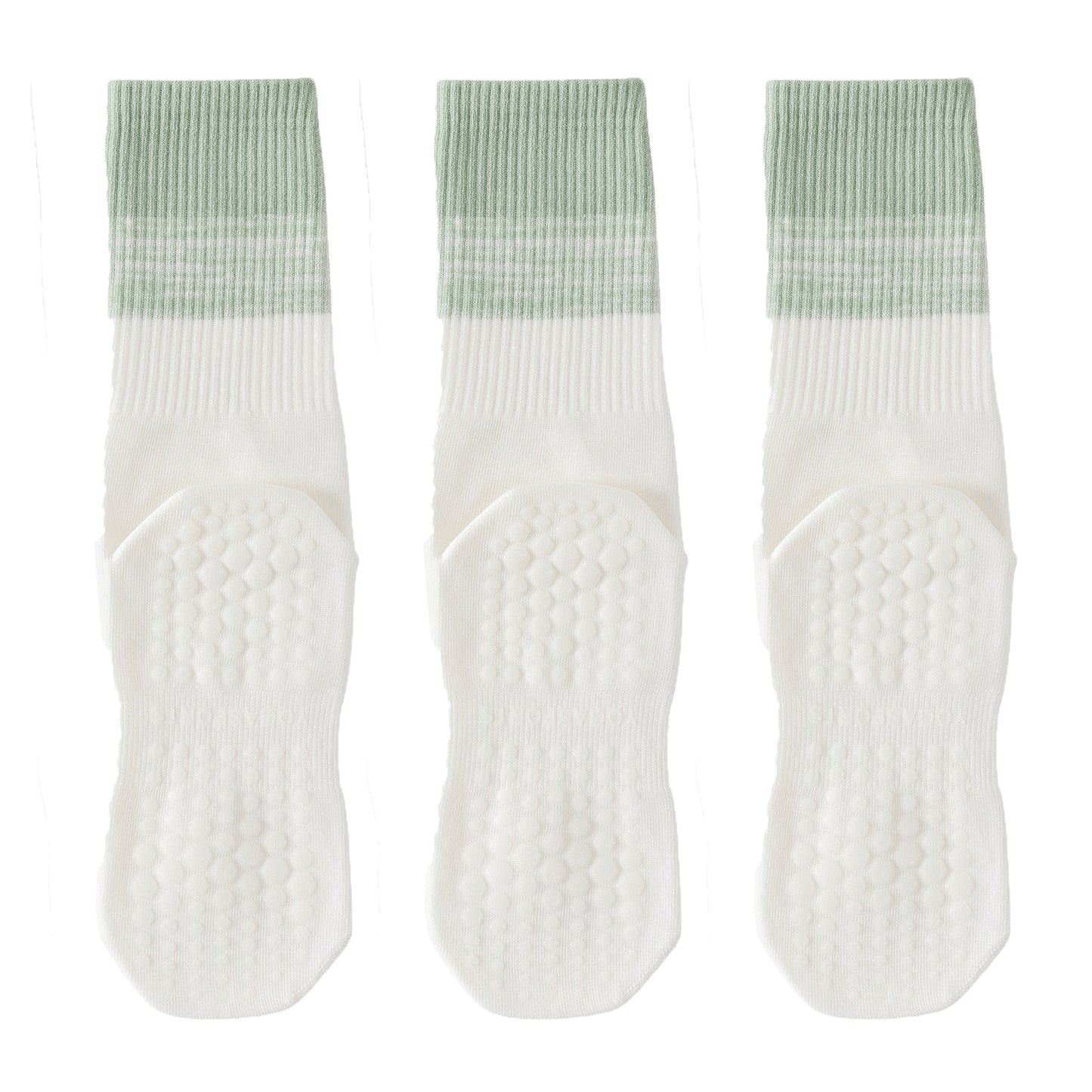 3-Pair Soft Stretch Grip Socks Set with Cushioned Non-Slip Soles, Ribbed Crew Fit, Supportive Knit Texture and Everyday Comfort Essentials Pack