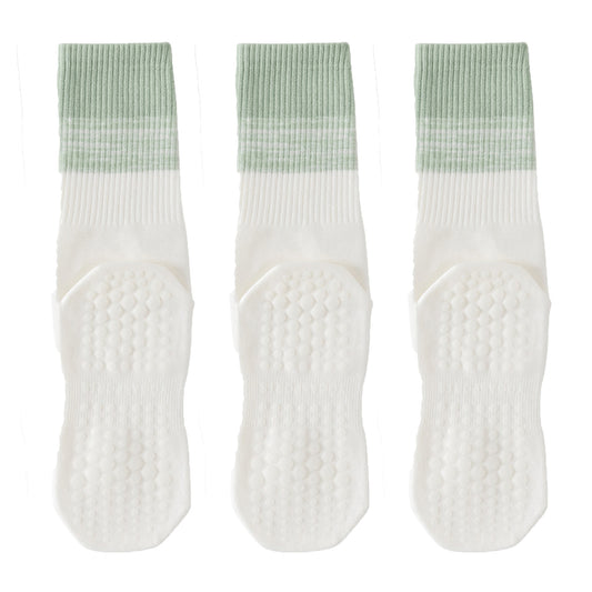 3-Pair Soft Stretch Grip Socks Set with Cushioned Non-Slip Soles, Ribbed Crew Fit, Supportive Knit Texture and Everyday Comfort Essentials Pack